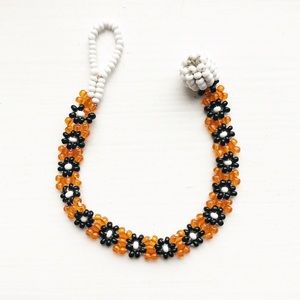 Orange & black beaded Girls’ flower bracelet